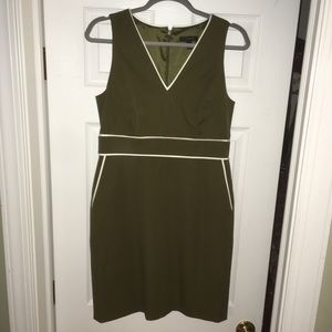 J.Crew Piped Dress, Stretch Cotton, Olive, 8P